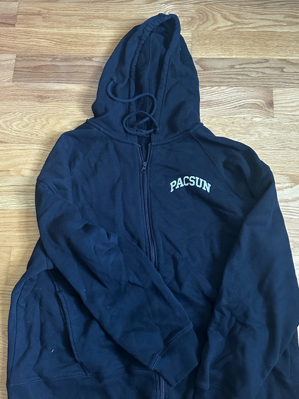 PacSun Black Zip-Up Hoodie with White Logo